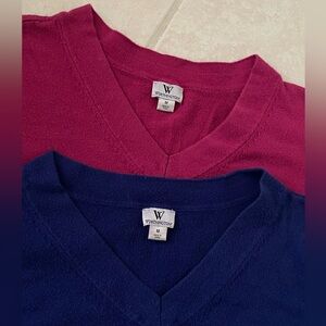 Set of 2: Worthington V-Neck Sweaters | Size M | Pink, Blue